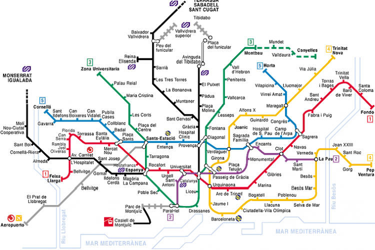 The closest metro station is Placa de Sants and Sants Estacio