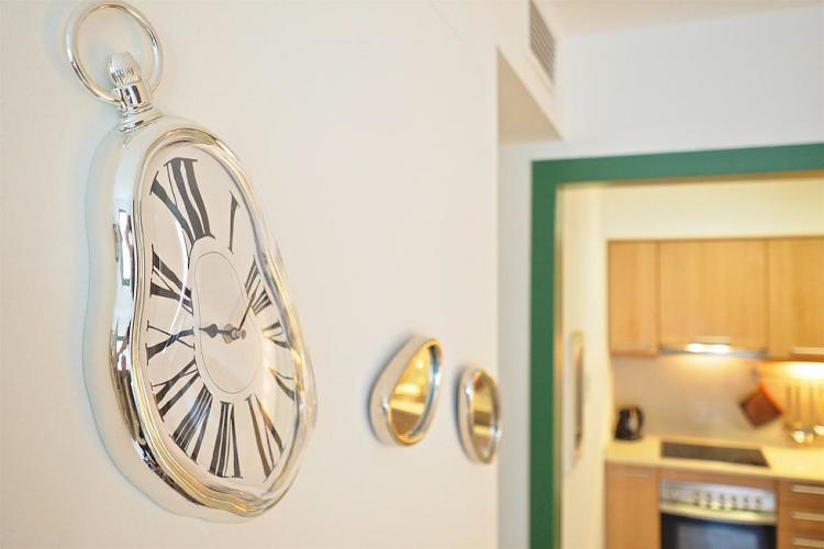 You will love the Dali-esque "melting clock" decorating the wall just outside the kitchen.