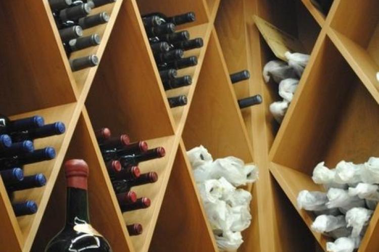 The wine cellar has a lot of storage for multiple wine bottles
