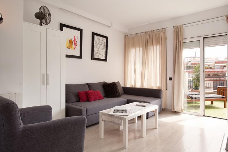 Apartamento de un dormitorio con terraza en alquiler en Barcelona